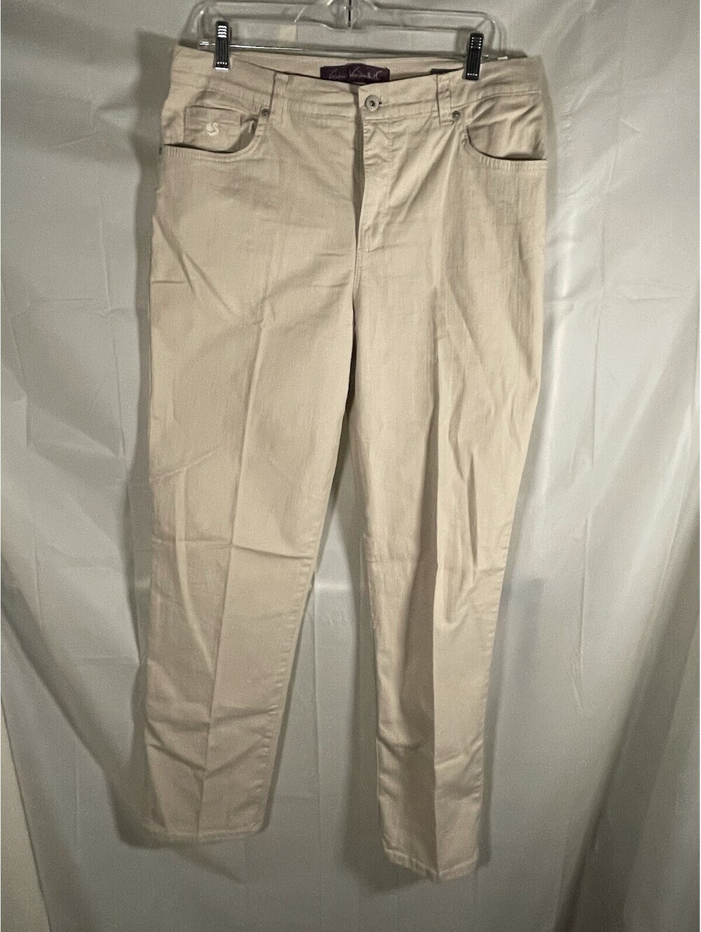 Gloria Vanderbilt Amanda Jeans Womens Size 12 Beige Tan Rhinestone Pocket High